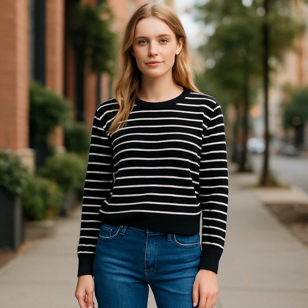 NWOT SANCTUARY X Anthropologie Pretty Pleats Sweater Striped SZ-1X
